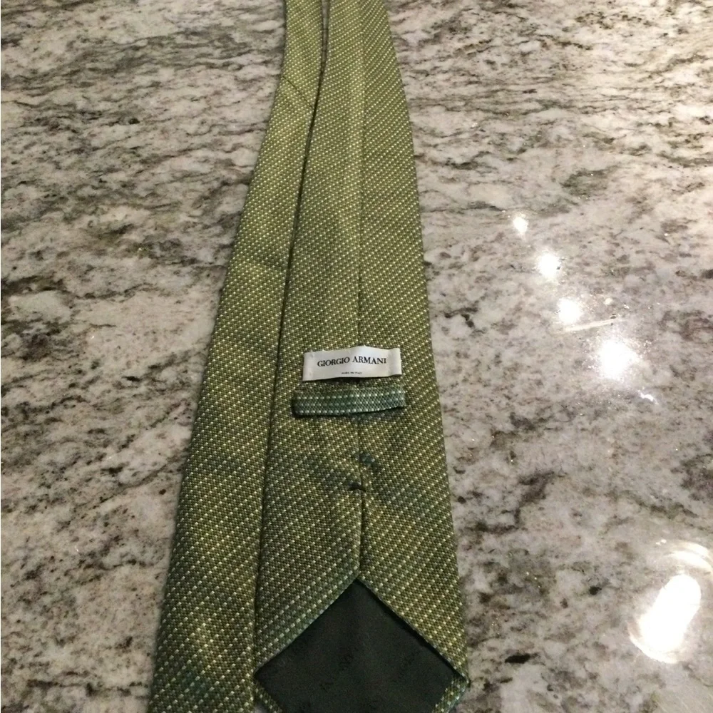 Giorgio Armani Green Textured Silk Tie with Subtle Speckle